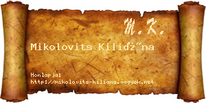 Mikolovits Kiliána névjegykártya